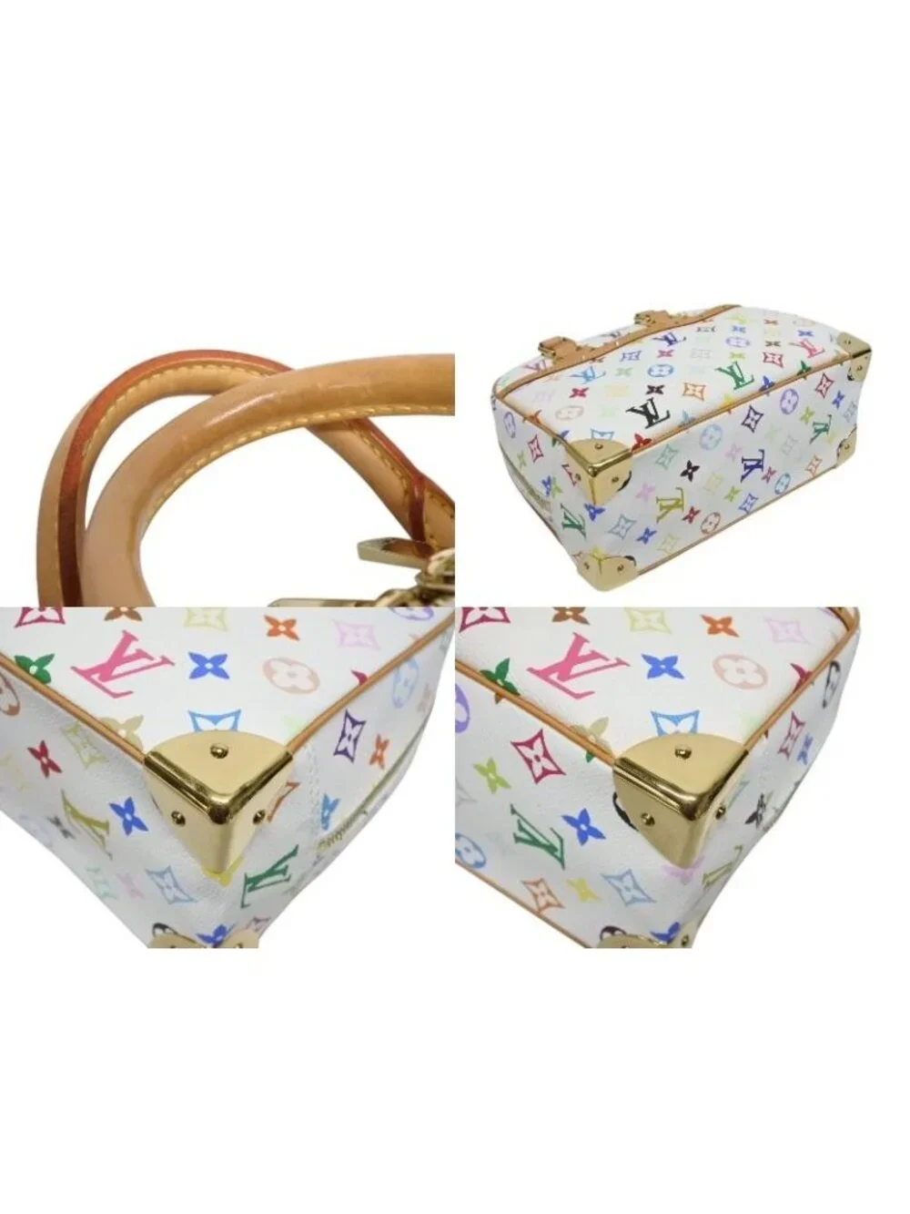 Louis Vuitton Handbag Takashi Murakami White Multicolor Gold